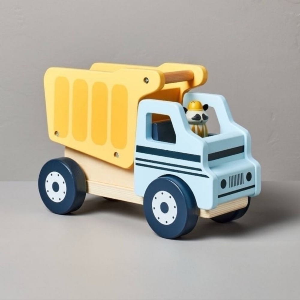 Hearth & Hand with Magnolia Wooden Toy Construction Truck with Raccoon Peg Pal